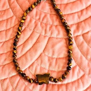 Tiger eye beads and butterfly necklace